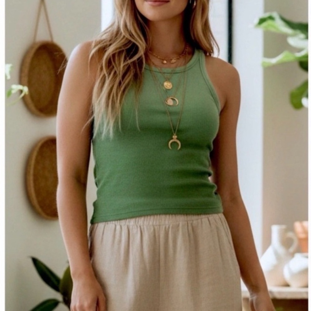 Aerie Olive Green Ribbed Tank Top